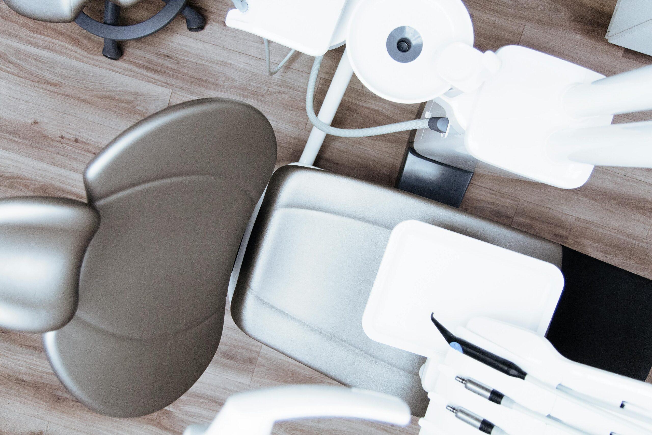 A dental chair for cleanings.